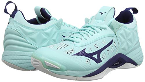 Mizuno Wave Momentum, Zapatillas de Voleibol Mujer, Luz Azul Azul Astral Aura Blanco 28, 38 EU