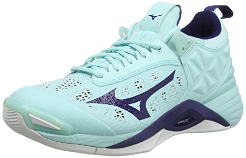 Mizuno Wave Momentum, Zapatillas de Voleibol Mujer, Luz Azul Azul Astral Aura Blanco 28, 38 EU