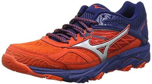 Mizuno Wave Mujin 5, Zapatillas de Running para Hombre, Rojo (Cherrytomato/Silver/Estate Blue 03), 42.5 EU