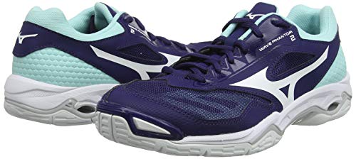 Mizuno Wave Phantom 2, Zapatillas de Balonmano Mujer, Púrpura Astral Aura Blanco Azul Ligero 15, 42.5 EU