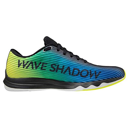 Mizuno Wave Shadow 4, Zapatillas para Correr de Carretera Unisex Adulto, Black/Blue/Safety Yellow, 43 EU
