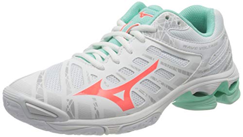 Mizuno Wave Voltage, Zapatillas de vleibol Mujer, Blanco Fierycoral2 Iceg, 43 EU