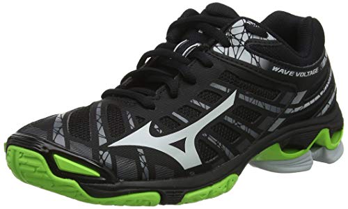 Mizuno Wave Voltage, Zapatillas de Voleibol Unisex Adulto, Negro Negro Alto Rise Verde Gecko 37, 43 EU