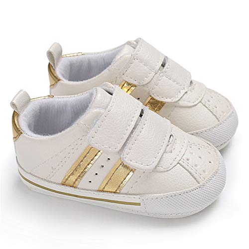 MK Matt Keely Tenis de suela suave para bebé, antideslizantes, para el primer caminante, de 3 a 6 meses, color blanco