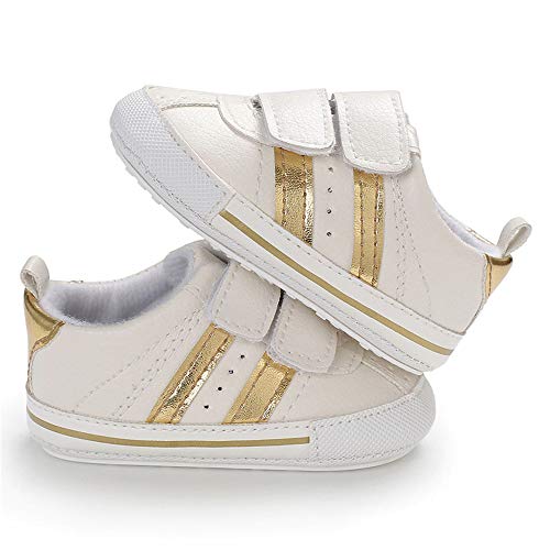 MK Matt Keely Tenis de suela suave para bebé, antideslizantes, para el primer caminante, de 3 a 6 meses, color blanco