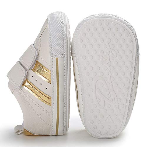 MK Matt Keely Tenis de suela suave para bebé, antideslizantes, para el primer caminante, de 3 a 6 meses, color blanco