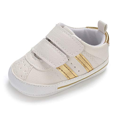 MK Matt Keely Tenis de suela suave para bebé, antideslizantes, para el primer caminante, de 3 a 6 meses, color blanco