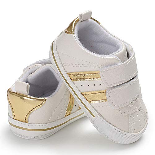 MK Matt Keely Tenis de suela suave para bebé, antideslizantes, para el primer caminante, de 3 a 6 meses, color blanco