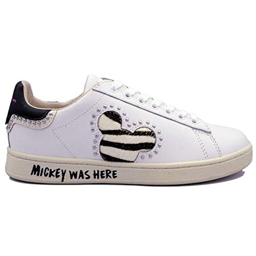 MOA Master of Arts MD413 - Zapatillas de mujer Disney Mickey Mouse, deportivas, de piel, color blanco Blanco Size: 39 EU