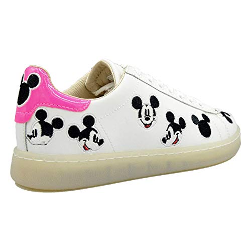MOA Master of Arts MD418 - Zapatos de mujer de Disney con diseño de Mickey Mouse, de piel, color blanco y rosa y plateado Blanco Size: 37 EU