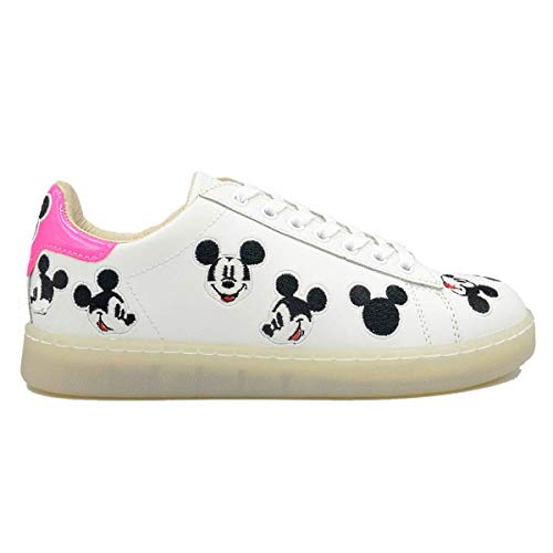 MOA Master of Arts MD418 - Zapatos de mujer de Disney con diseño de Mickey Mouse, de piel, color blanco y rosa y plateado Blanco Size: 37 EU