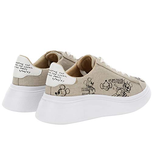 MOA - Zapatillas deportivas Double Gallery Mickey de rafia natural - MD611 Raffia - Talla Beige Size: 38 EU