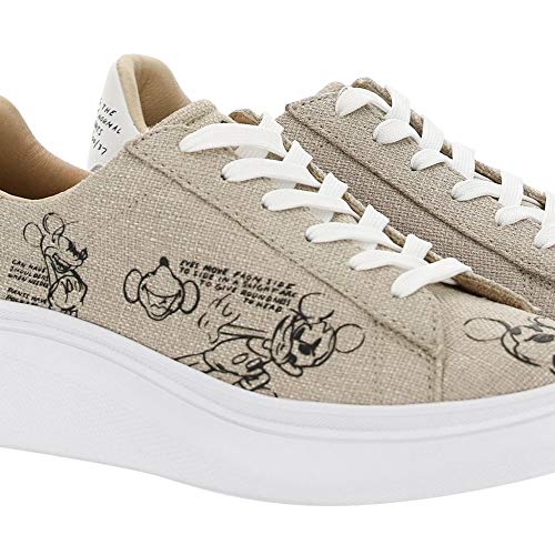 MOA - Zapatillas deportivas Double Gallery Mickey de rafia natural - MD611 Raffia - Talla Beige Size: 38 EU