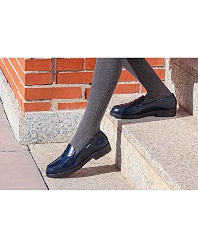 Mocasin Colegiales Piel Marino Zapato Castellano Adolescentes NIÑA Uniforme Escolar Resistentes Impermeables - Marino, 37