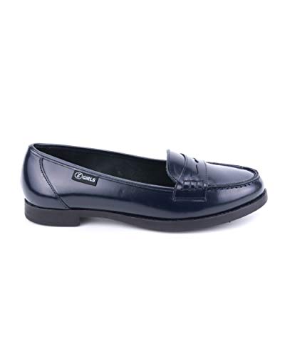 Mocasin Colegiales Piel Marino Zapato Castellano Adolescentes NIÑA Uniforme Escolar Resistentes Impermeables - Marino, 39