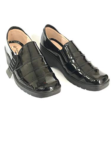 Mocasín para Mujer de Espuma viscoelástica con cuña para diabéticos ortopédica, Flexible, Suave, elástico, Flexible, para Oficina, Hospital, Enfermera, Cuidado de la Salud, Color Negro, Talla 42 EU