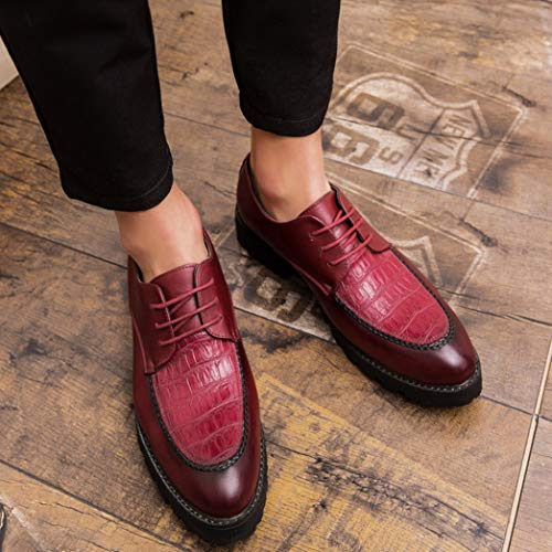 Mocasines de Hombre Zapatos de Cuero de Plataforma Vestido de Trabajo de Boda de Moda Calzado Masculino Zapatos Oxford de Brogue