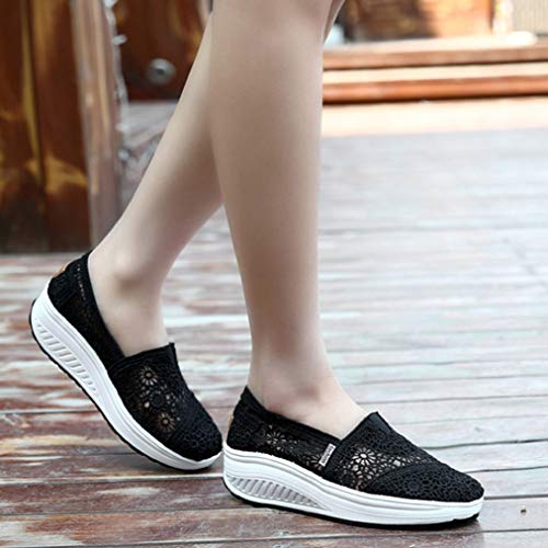 Mocasines De Verano para Mujer Sandalias De Malla Zapatos De Tacón Mediano Bajo Lazy Zapatos Cómodos De Muffin De Fondo Grueso Y Cómodos Zapatillas De Deporte para Correr Transpirables