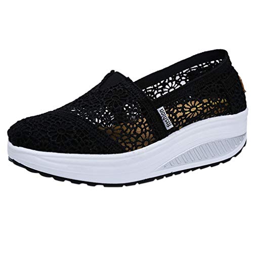 Mocasines De Verano para Mujer Sandalias De Malla Zapatos De Tacón Mediano Bajo Lazy Zapatos Cómodos De Muffin De Fondo Grueso Y Cómodos Zapatillas De Deporte para Correr Transpirables