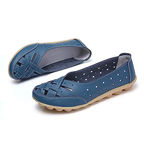 Mocasines para Mujer Ligero Loafers Casual Zapatillas Verano Zapatos del Barco Zapatos para Mujer Zapatos de Conducción Azul 40EU=41CN