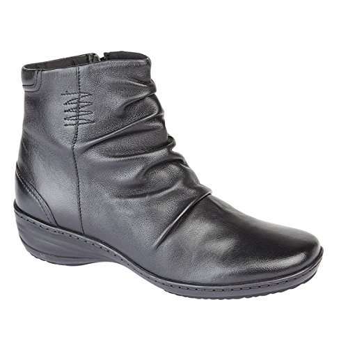 Mod Comfys - Botines al Tobillo de Plantilla cómoda con Costuras para Mujer señora (41 EU) (Negro)