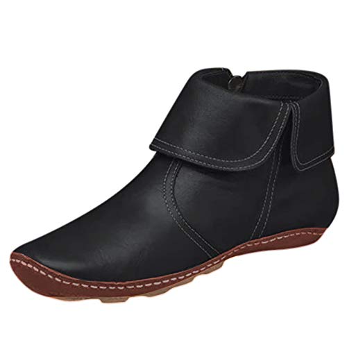 Moda para Mujer Pisos Cremallera de Cuero Antideslizante Punta Redonda Botas Casuales Botines Invierno Rebajas Altas Tacon Planas cuña Piel Negras Media caña Sexy