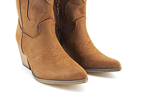 Modelisa - Botas Cowboy De Caña Media para Mujer (Cuero, Numeric_40)