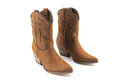 Modelisa - Botas Cowboy De Caña Media para Mujer (Cuero, Numeric_40)