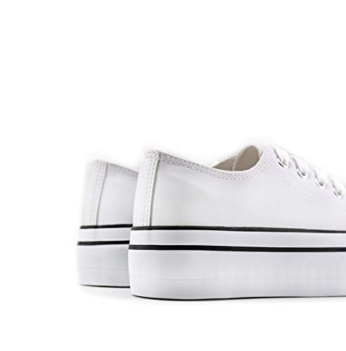 Modelisa - Zapatilla con Plataforma con Cordón para Mujer (Blanco, Numeric_39)