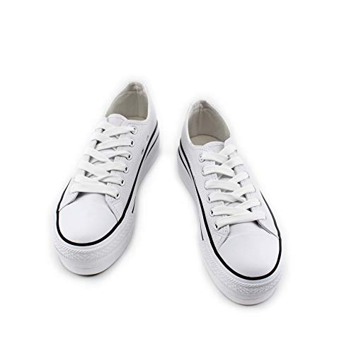 Modelisa - Zapatilla con Plataforma con Cordón para Mujer (Blanco, Numeric_39)