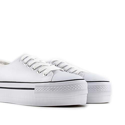 Modelisa - Zapatilla con Plataforma con Cordón para Mujer (Blanco, Numeric_39)