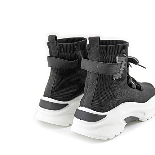 Modelisa - Zapatillas con Plataforma Estilo Calcetin con Cordón para Mujer (Negro, Numeric_39)
