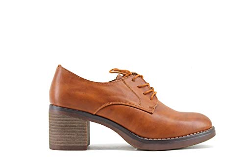 Modelisa - Zapatos Blucher Tacon Ancho Mujer (Camel, Numeric_39)