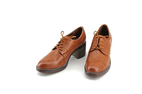 Modelisa - Zapatos Blucher Tacon Ancho Mujer (Camel, Numeric_39)