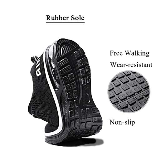Monrinda Unisex Zapatillas de Deporte Mujer Deportivo Zapatos para Correr Hombre Runing Sports Trainers Gimnasio Air Cushion Blackwhite 41EU