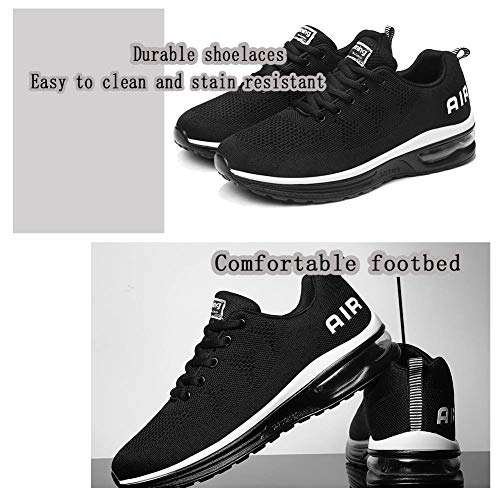 Monrinda Unisex Zapatillas de Deporte Mujer Deportivo Zapatos para Correr Hombre Runing Sports Trainers Gimnasio Air Cushion Blackwhite 41EU