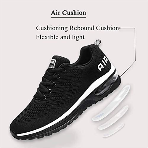 Monrinda Unisex Zapatillas de Deporte Mujer Deportivo Zapatos para Correr Hombre Runing Sports Trainers Gimnasio Air Cushion Blackwhite 41EU