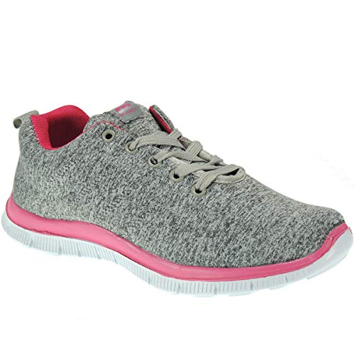 MONROY DT1072/2 Zapatilla Deportiva Importación Sneaker Ligera Piso Eva Cordones para Mujer Gris Talla 38