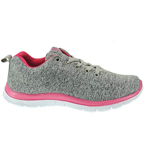 MONROY DT1072/2 Zapatilla Deportiva Importación Sneaker Ligera Piso Eva Cordones para Mujer Gris Talla 38