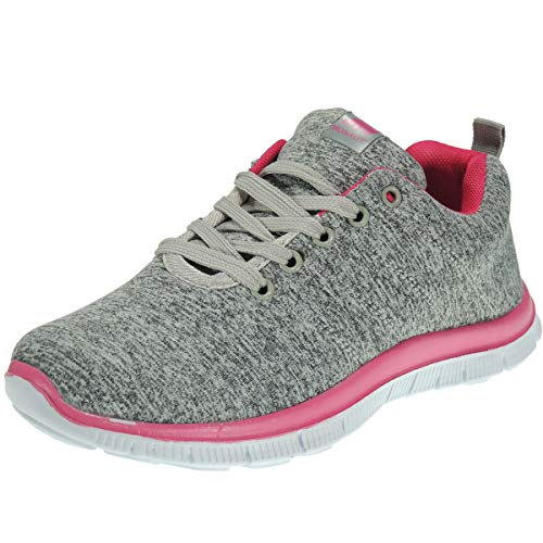 MONROY DT1072/2 Zapatilla Deportiva Importación Sneaker Ligera Piso Eva Cordones para Mujer Gris Talla 38