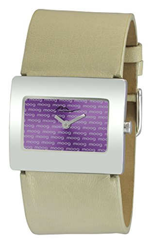 Moog Paris Supra Reloj para Mujer con Esfera Púrpura, Correa Blanca de Piel Genuina - M41642-013