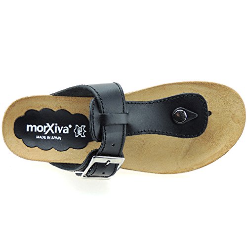 MORXIVA 414 Sandalia Esclava con Piso Bio y Cuña 3CM para Mujer Negro Talla 42