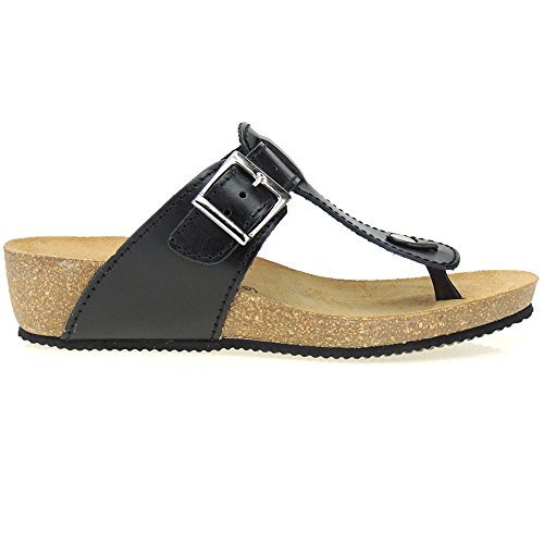 MORXIVA 414 Sandalia Esclava con Piso Bio y Cuña 3CM para Mujer Negro Talla 42