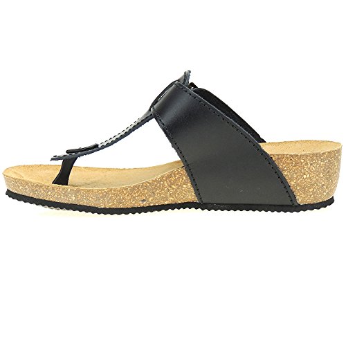 MORXIVA 414 Sandalia Esclava con Piso Bio y Cuña 3CM para Mujer Negro Talla 42