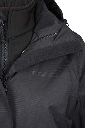 Mountain Warehouse Chaqueta Bracken Melange para Mujer - Impermeable, efectividad térmica, Transpirable, Costuras Selladas, Capucha Desmontable, Ajustable - para Viajes, Invierno Negro Jet 34