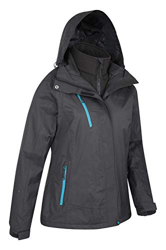 Mountain Warehouse Chaqueta Bracken Melange para Mujer - Impermeable, efectividad térmica, Transpirable, Costuras Selladas, Capucha Desmontable, Ajustable - para Viajes, Invierno Negro Jet 34