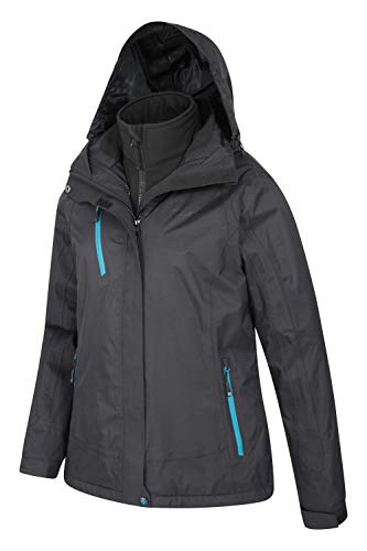 Mountain Warehouse Chaqueta Bracken Melange para Mujer - Impermeable, efectividad térmica, Transpirable, Costuras Selladas, Capucha Desmontable, Ajustable - para Viajes, Invierno Negro Jet 34