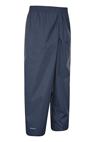 Mountain Warehouse Protectores Impermeables para niños Pakka - Pantalón con Costuras Selladas - Tobillo Ajustable - Pantalones Plegables para Lluvia - para la Escuela Azul Marino 3-4 Años