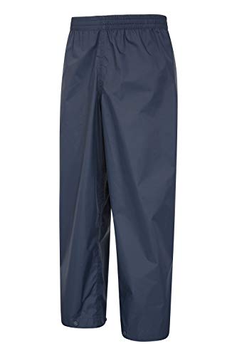 Mountain Warehouse Protectores Impermeables para niños Pakka - Pantalón con Costuras Selladas - Tobillo Ajustable - Pantalones Plegables para Lluvia - para la Escuela Azul Marino 3-4 Años