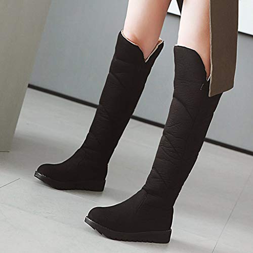 MrTom Botas Mujer Altas sobre La Rodilla de Piel Botas De Pantorrilla Equitación Biker Moto Otoño Invierno Zapatos De Tacón Alto Calzado de Trabajo Fiesta Casual Damas Negro Marrón - a009